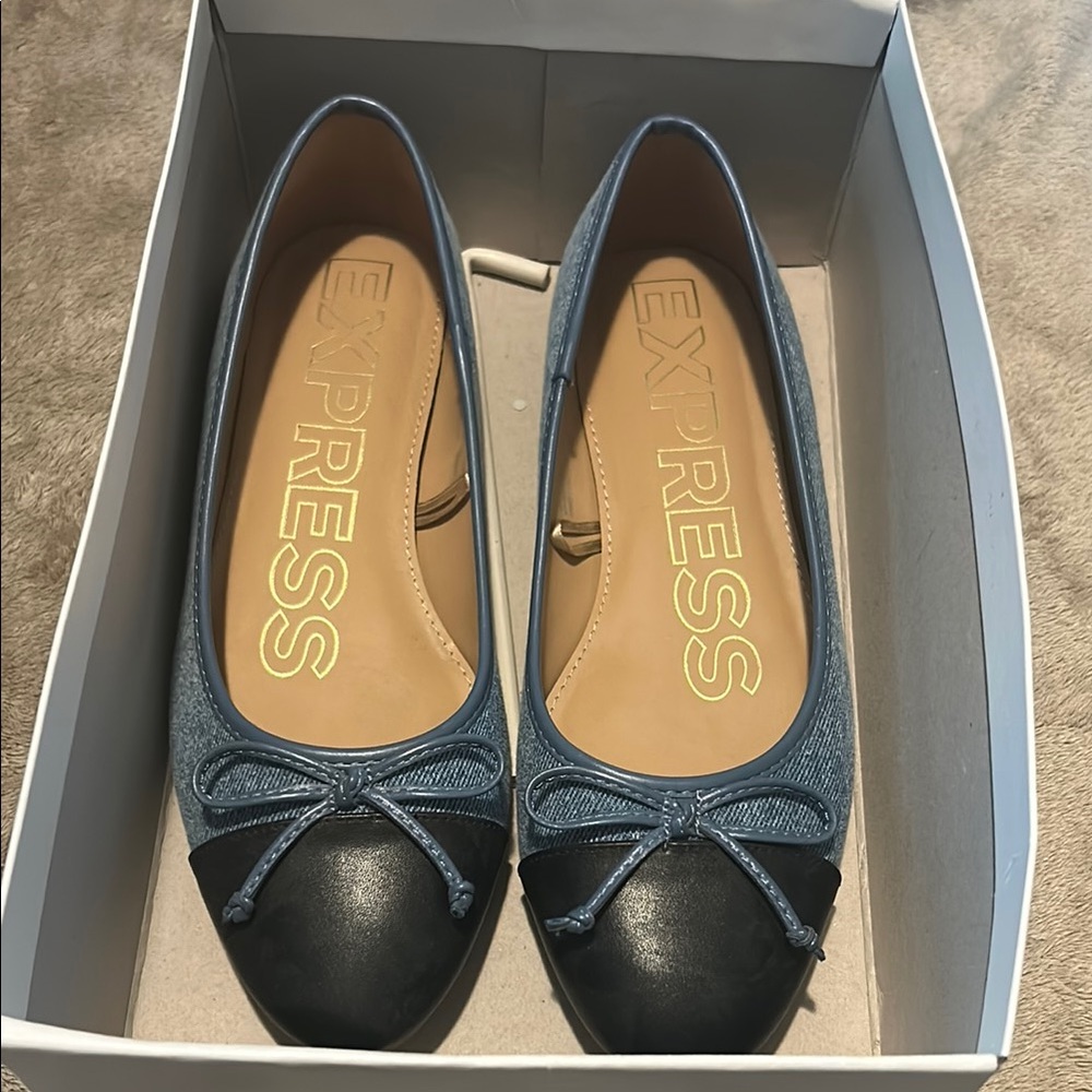 Express Women's Blue and Black Flats